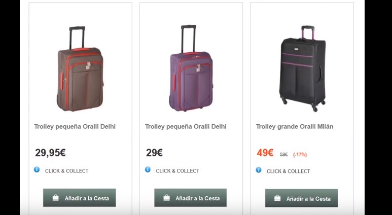 maletas de viaje baratas hipercor